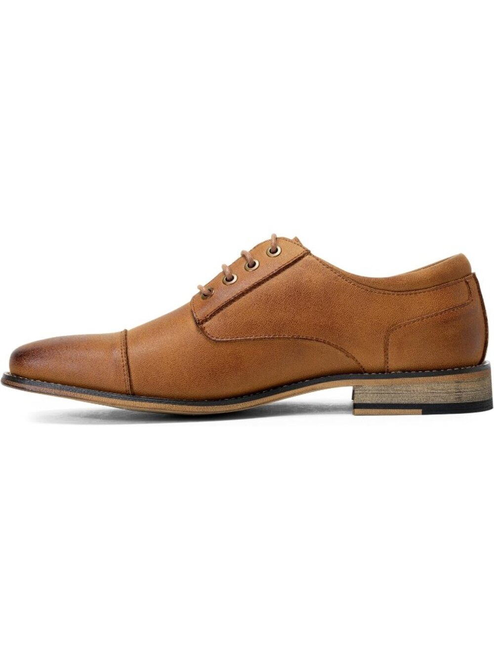 Men's Brown Leather Classic Plain Toe Lace Up Business Oxford Dress Shoes